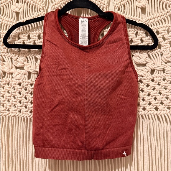 JoyLab Rust Metallic Shimmer Sports Bra Medium – Stylish Workout Top w/ Back Cut - Picture 1 of 3